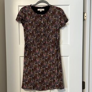 LOFT Floral Mini Dress in Black and Pink